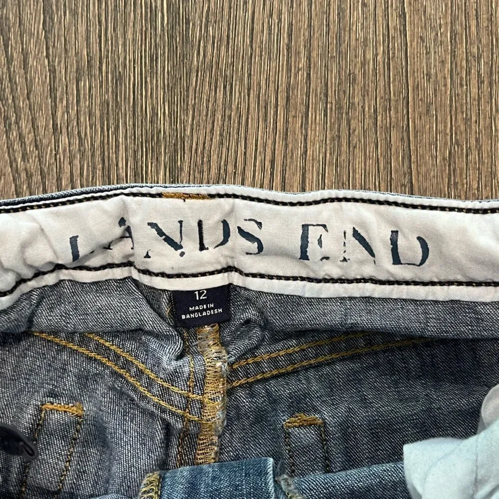Lands' End Kids Medium Wash Cotton Straight Leg Jeans Size 12